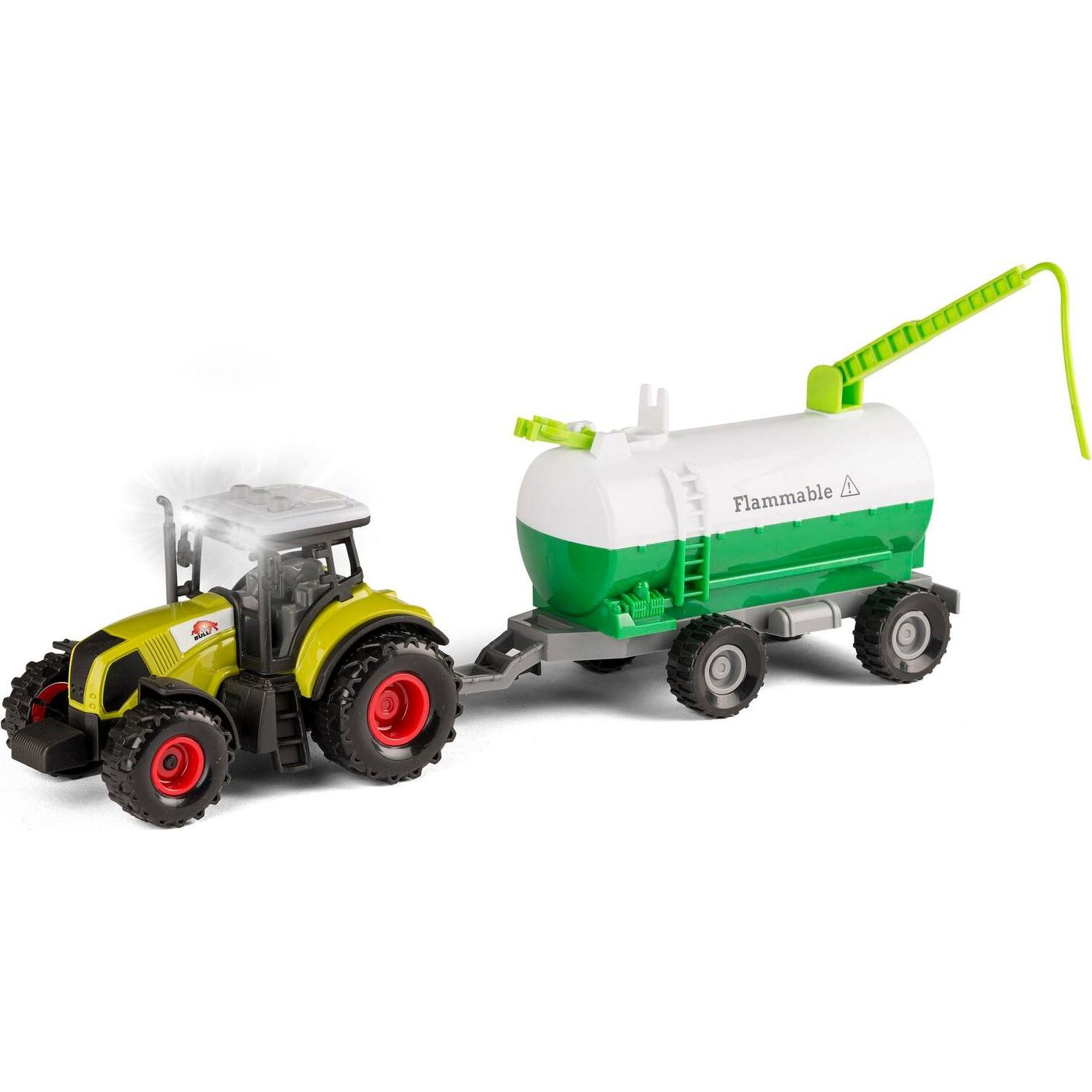 BULL Tractor with large trailer 1:32, assorted (41856)