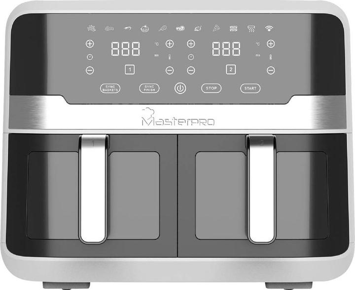 MasterPRO Friggitrice ad aria calda Rocket Duo 2400W con display, indicatore luminoso nero, argento