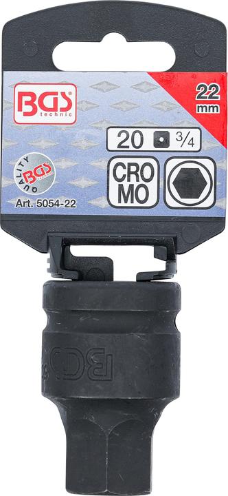 Actual product image BGS Impact Bit Socket length 55 mm 20 mm (3/4") Drive internal Hexagon 22 mm (20 mm)
