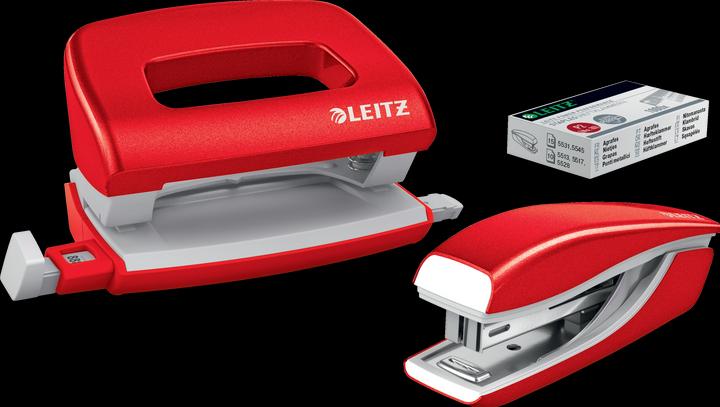 Actual product image Leitz Punch + stapler WOW metallic red