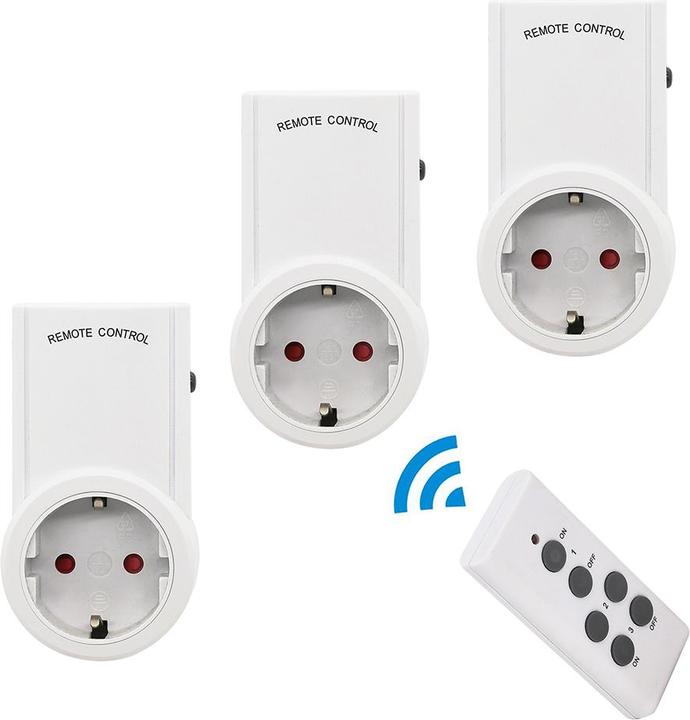 Image du produit Offgridtec Lot de 3 adaptateurs de prise Schuko avec interrupteur marche/arrêt et télécommande radio 30m