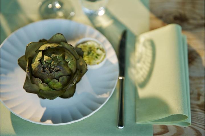Produktbild Duni Bio-Dunisoft-Serv. 40x40cm 1/4F. pistachio green 60P. (60 x, 40 x 40 cm)