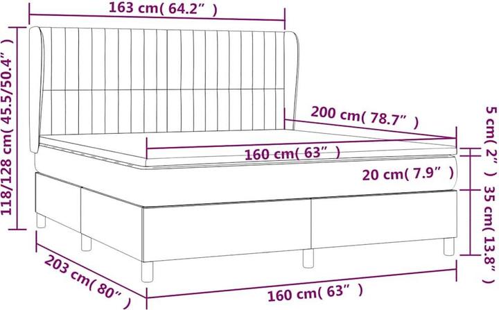 Actual product image vidaXL Boxspringbett (160 x 200 cm)