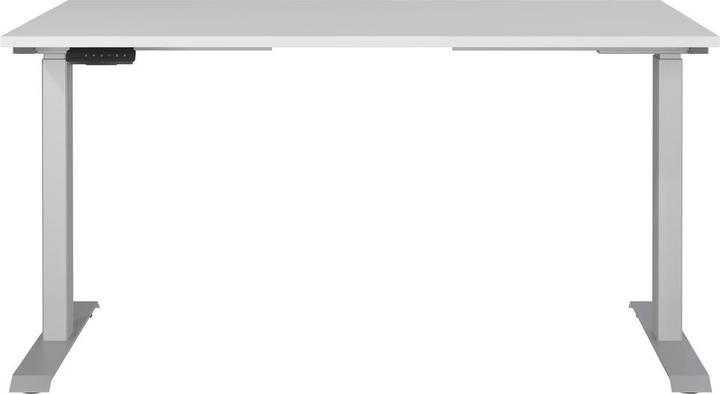 Produktbild Germania JET höhenverstellbarer Schreibtisch lichtgrau rechteckig, T-Fuss-Gestell silber 140,0 x 80,0 (140 x 72 cm)