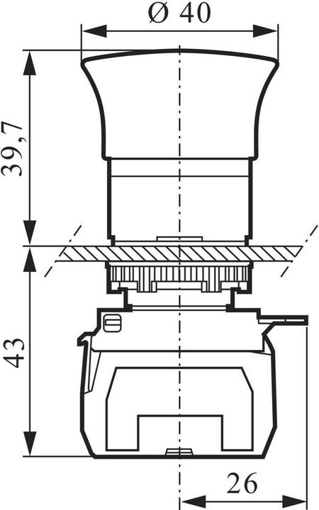 Produktbild Baco Not Aus Schalter L22DR01B Front Kunststoff, Schwarz, mit Statusanzeige 600 V 10 A IP69K 1 St.