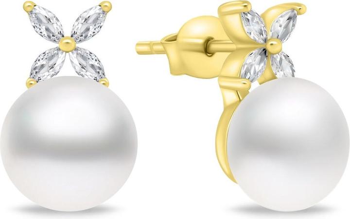 Image du produit Brilio Silver - Decentes boucles d'oreilles plaquées or avec perles et zircons EA971Y