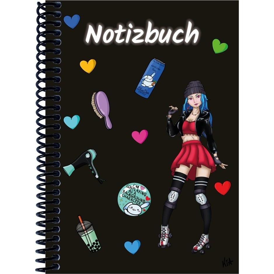 E & Z, Heft + Block, A 5 Notizbuch Manga Enora, schwarz, kar (A5, Kariert)
