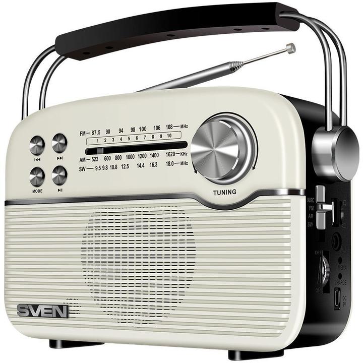 Sven Radio Radio uztvērējs SRP-500 White 26438162020426 (AM, FM, Bluetooth)