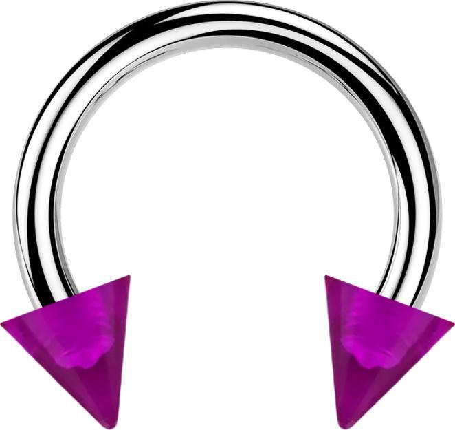 Produktbild Star Piercing Circular Barbell silber mit zwei Cones violett transparent (Kunststoff, ohne Messing, Chirurgenstahl 316L)