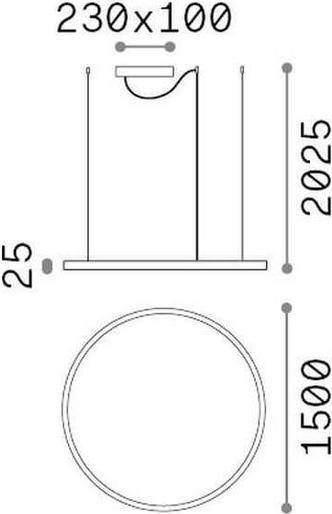 Image du produit Ideal lux ORACLE SLIM LED Suspension 76W ⌀1500mm dimmable noir blanc chaud 304458 (7050 lm)