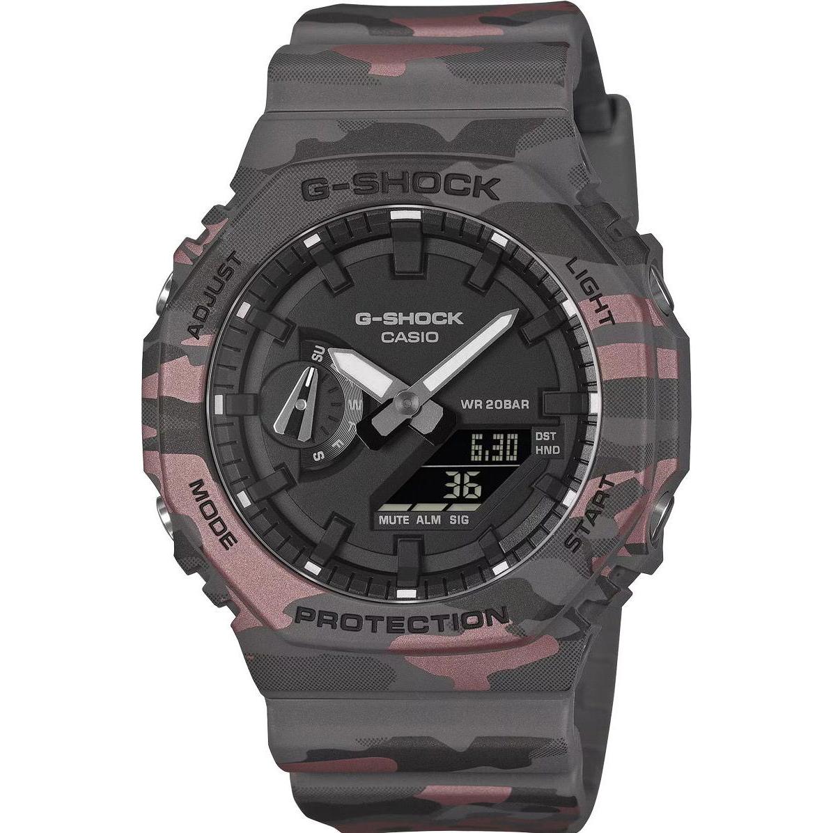 Casio, Orologio da polso, GA-2100CM-8AER, Nero, Pink, Grigio, (Cronografo, Orologio da polso analogico, Orologio digitale, 45 mm)