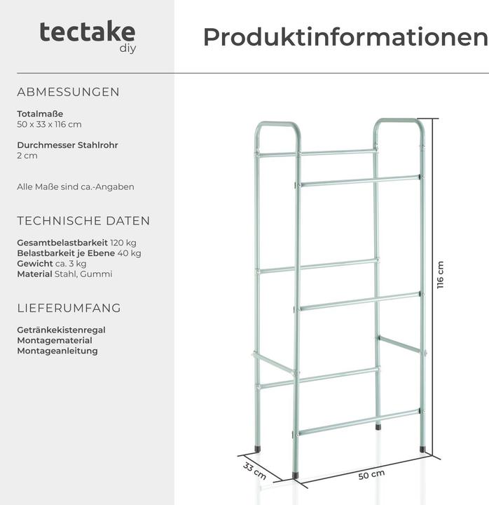 Immagine prodotto tectake Portabibite a cassetta (50 x 33 x 116 cm)