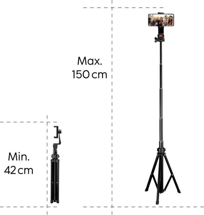 Produktbild Hama Driepootstatief Rotary Smartphone II 150 Set w/ Bluetooth-Ontspanner (Metall)