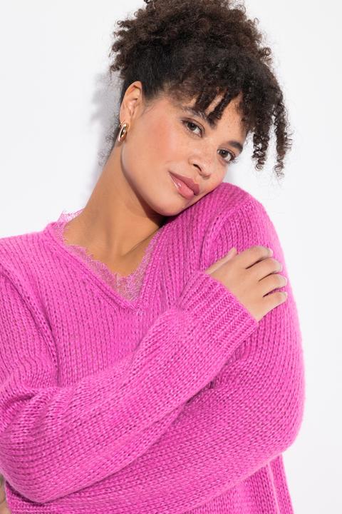 Actual product image Miamoda Classic fit sweater with chunky knit and neckline with lace (56)