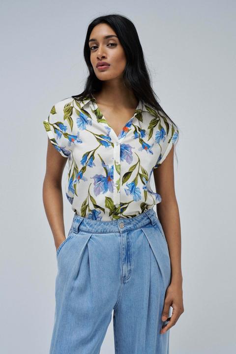Produktbild Salsa Jeans Kurzarmbluse Basic Shirt With Shoulder Ruffles (XS)
