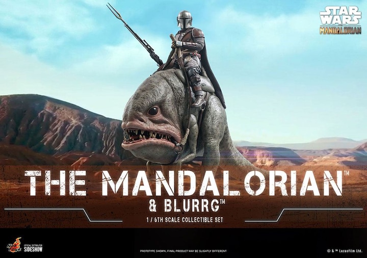Actual product image Hot Toys Star Wars The Mandalorian Action Figure 2-Pack 1/6 The Mandalorian & Blurrg 37 cm