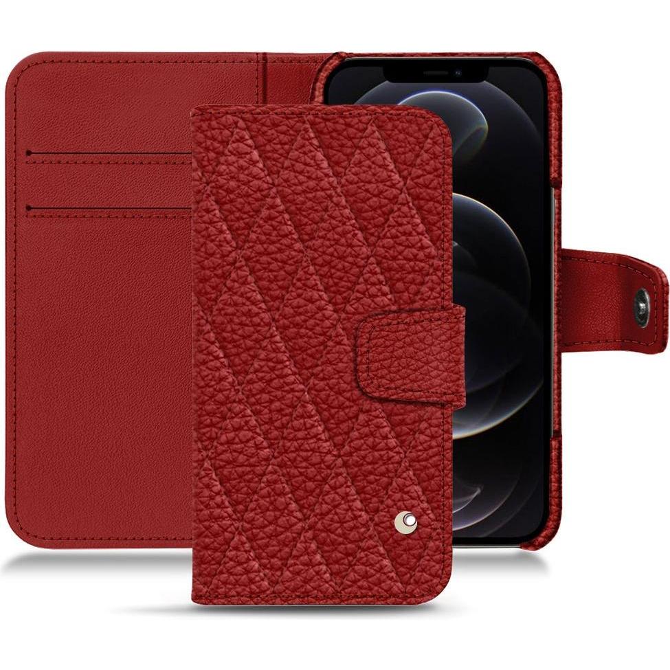 Noreve Lederschutzhülle Wallet (Apple iPhone 12 Pro), Smartphone Hülle, Rot