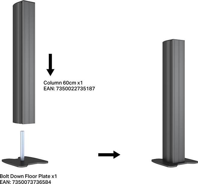 Actual product image Multibrackets Metal column for Pro System, black (Extension Pipe)