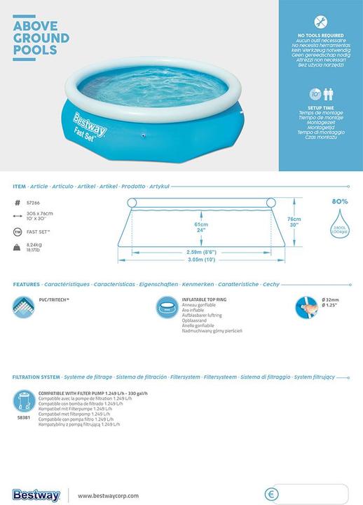 Immagine prodotto Bestway Fast Set (Ø 305 x 76 cm)