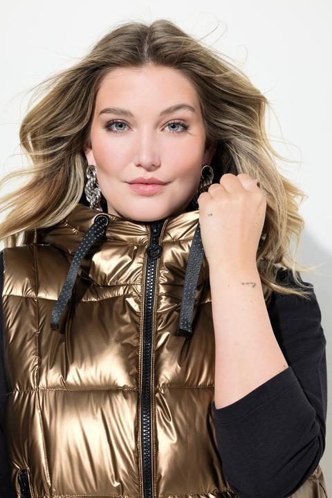 Produktbild Miamoda Steppjacke, lange A-Linie, Kapuze, Glitzersteinchen-Bänder (48)