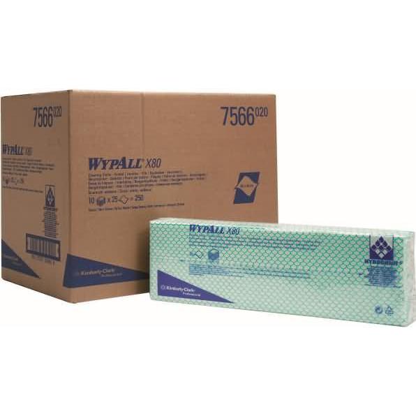 Wypall Wischtücher X80 1-lagig 41,6x34,4cm Interfold grün, Haushaltspapier, Grün