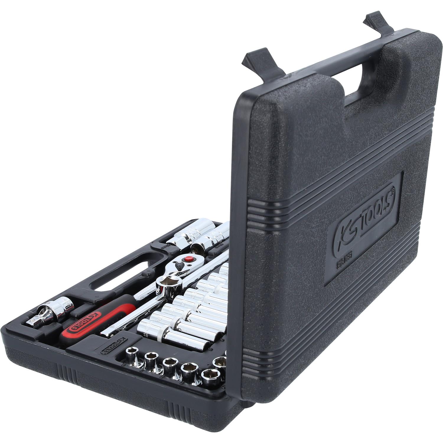 Thumbnail - KS Tools, Steckschlüssel + Stecknuss, 3/8" CHROMEplus Steckschlüssel-Satz, 61 Teile, Flank Traction