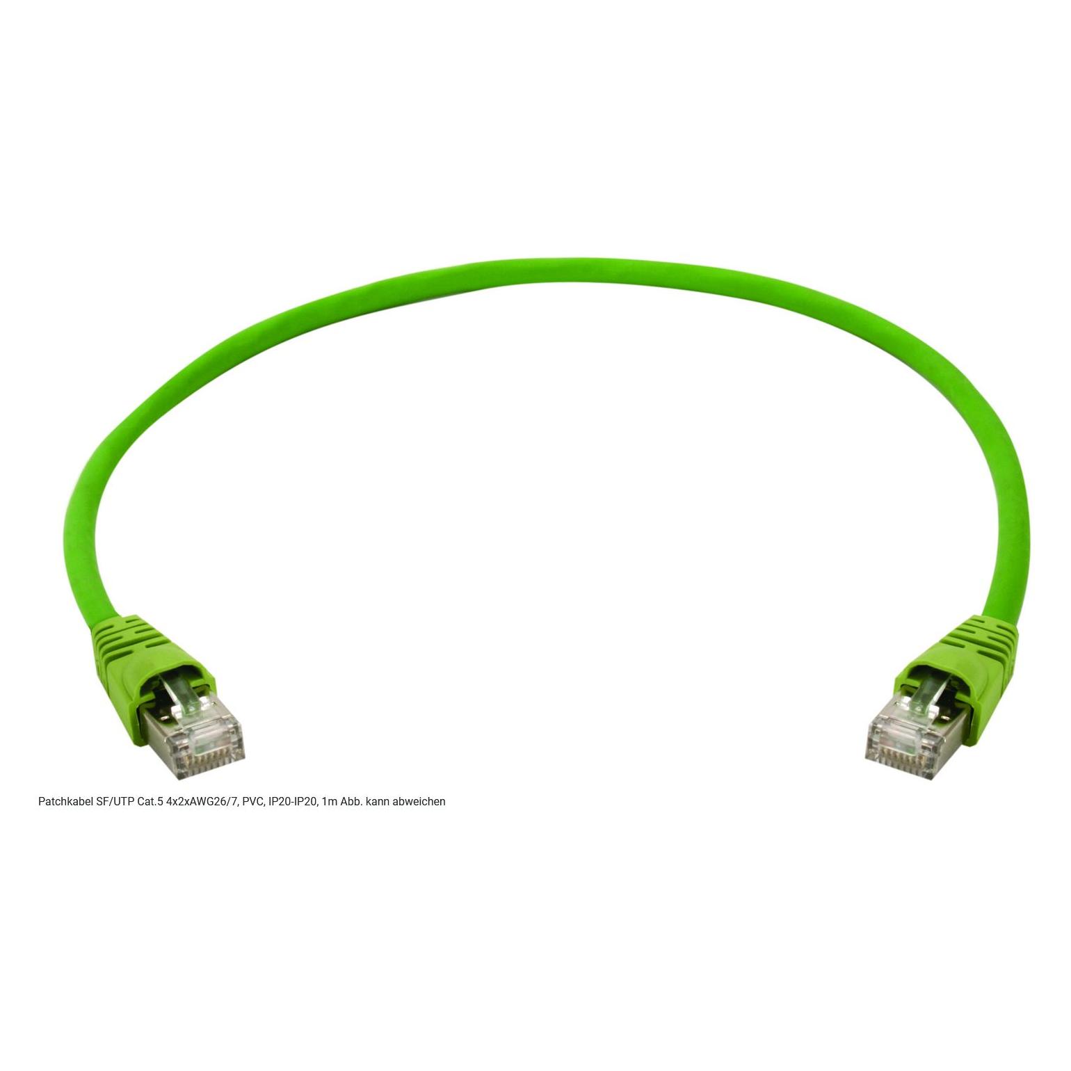 Telegärtner RJ45 Netzwerk Anschlusskabel CAT 5 SF/UTP 1 m Gelb-Grün (SF/UTP, CAT5, 1 m), Netzwerkkabel