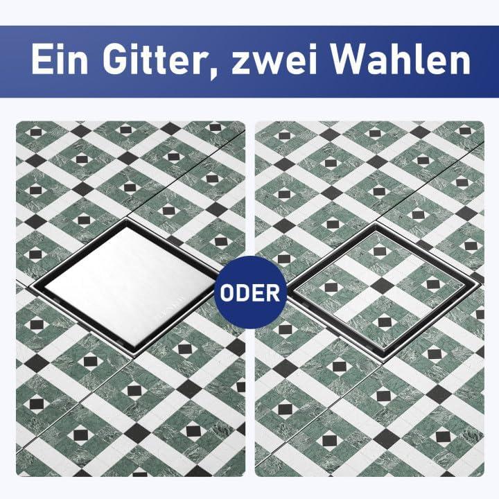 Immagine prodotto Bernkot Quadratische Duschrinne mit Siphon und Haarsieb