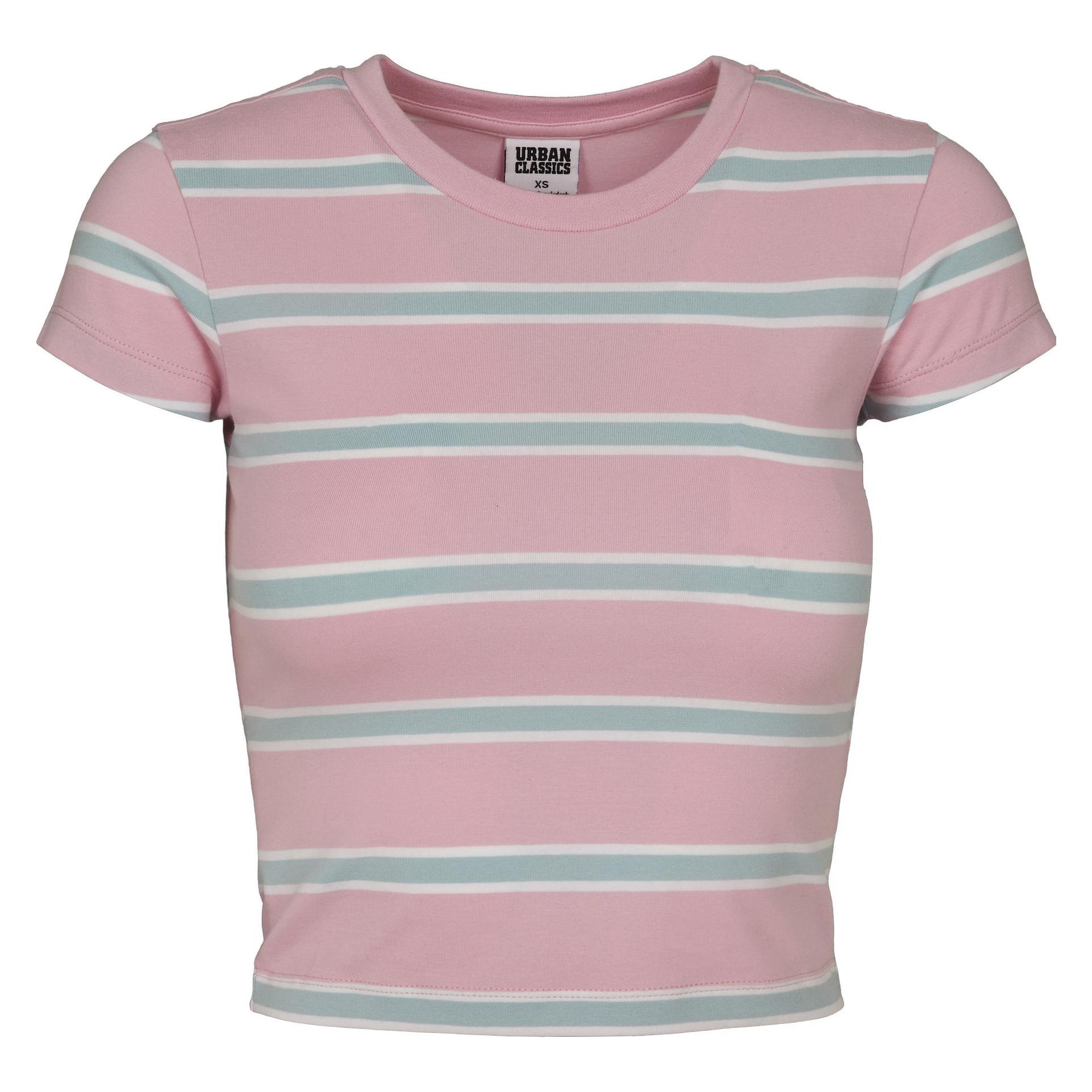 Urban Classics, Damen, Shirts, Ladies Stripe Cropped Tee, Rosa, (Xl)