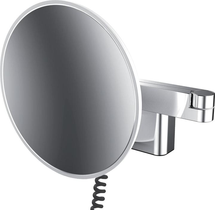 Emco LED shaving/cosmetic mirror EVO round, wall model, 2-arm 5-fold chrome