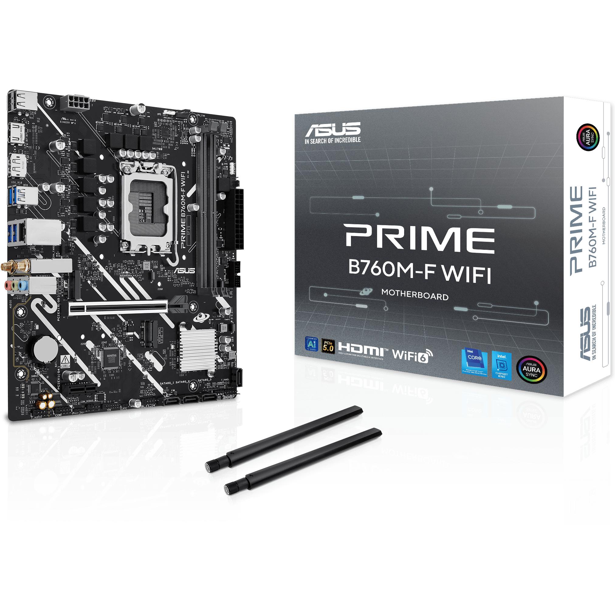 ASUS MB PRIME B760M-F WIFI (LGA 1700, Intel B760, Micro ATX (mATX)), Mainboard