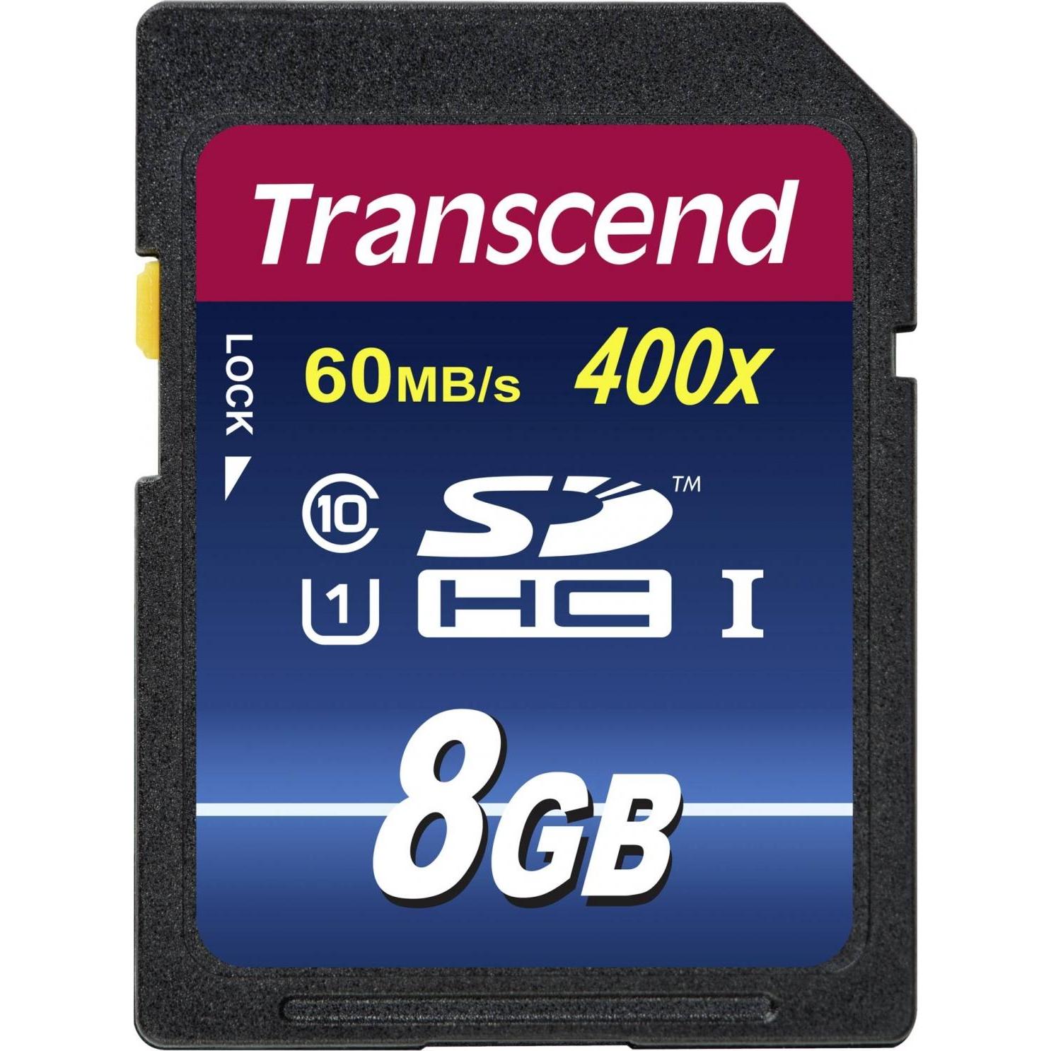 Transcend Premium 400x (8 GB, SDHC, U1, UHS-I), Speicherkarte, Schwarz
