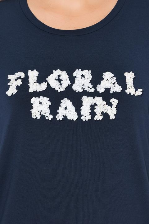 Produktbild Ulla Popken T-Shirt, 3D Floral Rain, Classic, Rundhals, Halbarm (62)