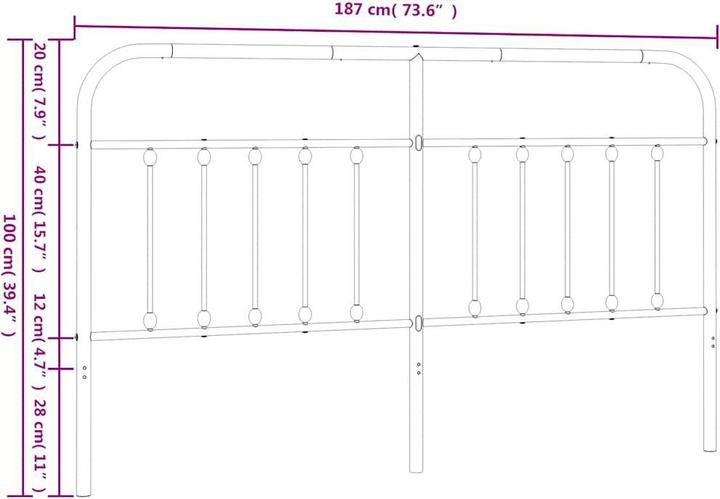 Actual product image vidaXL Kopfteil Metall Weiss 180 cm, Farbe: Weiss, Material (187 x 3 x 100 cm)