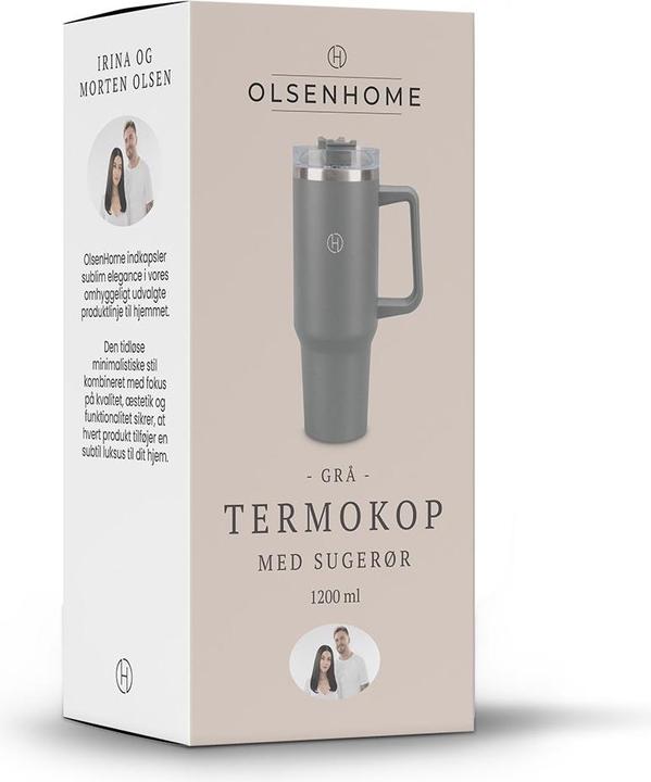 Actual product image Olsen Home Thermos cup with straw, 1200ml - Grey (1.20 l)