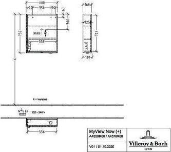 Produktbild Villeroy & Boch V&B Spiegelschrank MY VIEW NOW m Se 600x750x168mm 25,44 W Ans re