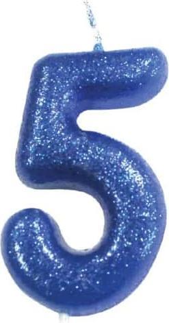 Produktbild Creative Party Royal Blue Kerze Nummer 5 mit Glitter
