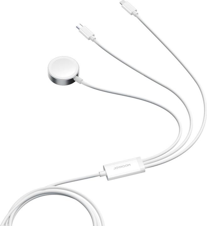 Image du produit Joyroom S-IW008 câble chargeur magnétique 3-en-1 USB-A - Lightning/USB-C 1,2m - blanc (1.20 m, 5 W)