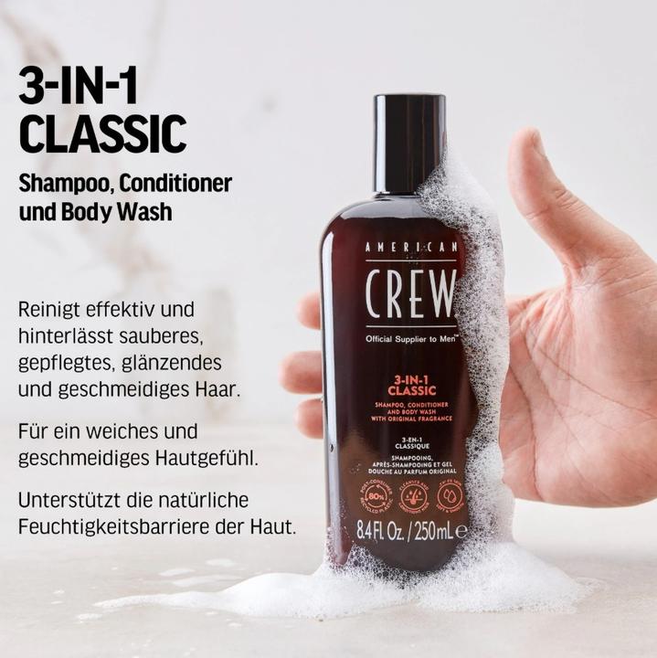 Actual product image American Crew 3-in-1 Shampoo, Conditioner & Body Wash 1000ml (1000 ml, Liquid shampoo)