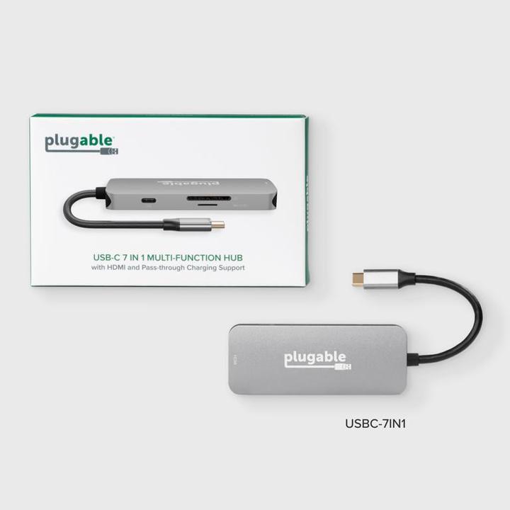 Immagine prodotto Plugable Hub adattatore USB C 7-in-1 (USB-C, 4 Porti)