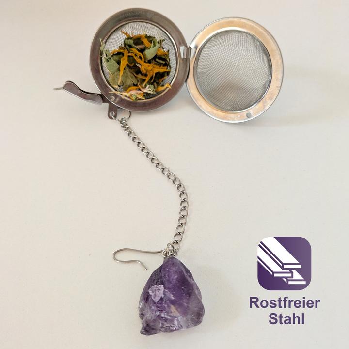 Actual product image Gewürzladen Näfels Teesieb mit Amethyst-Anhänger, Teeei, Teekugel, Gewürzsieb