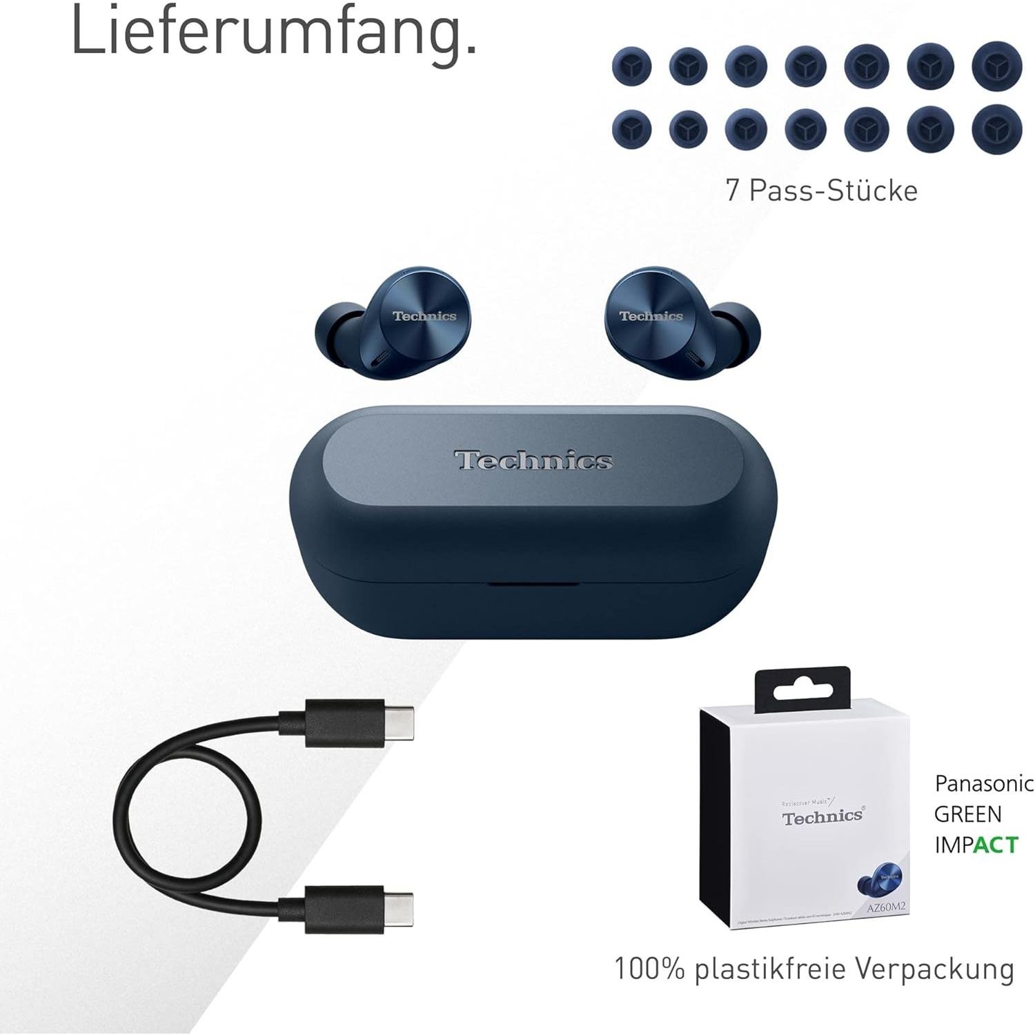 Technics EAH-AZ60M2EA (Anc, 25 H, Senza Fili), Cuffie, Blu