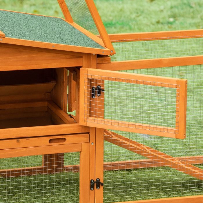 Produktbild Swisshandel24 Kleintierstall Tannenholz Kleintierhaus mit Asphaltdach Kleintierkäfig mit Bodenwanne und Rampe Gehe