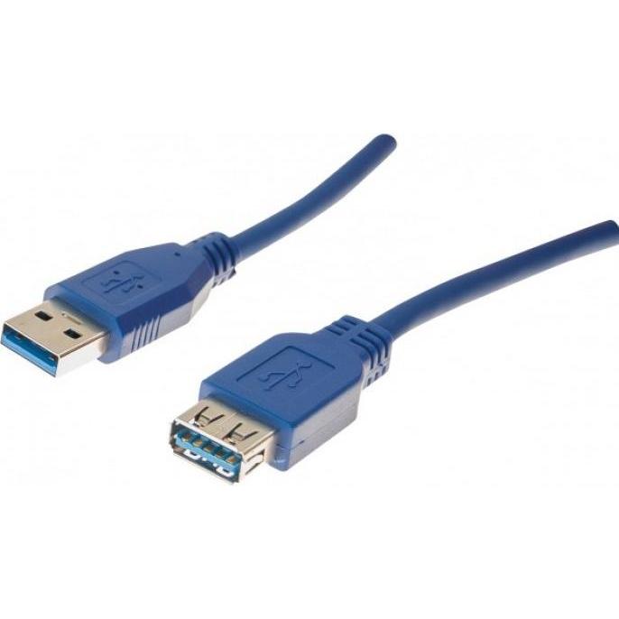 Exertis Connect USB 3.0 Verlängerungskabel, USB 3.0 St. A / USB 3.0 Bu. A, blau, 1,0 m (1 m, USB 3.2 Gen 1), USB Kabel