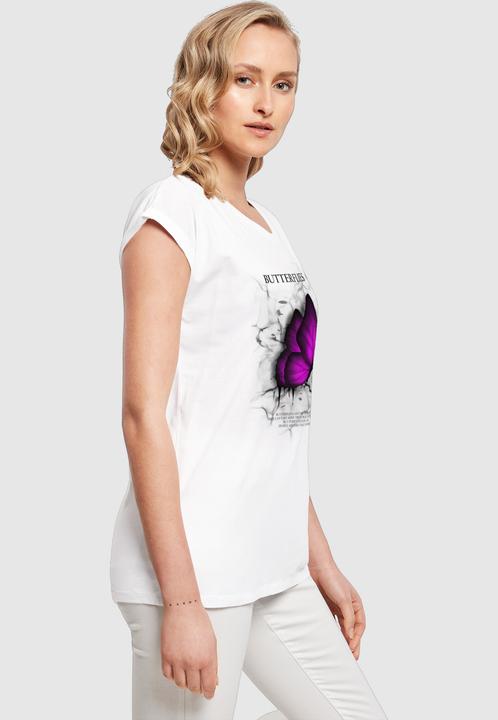 Produktbild Merchcode Ladies Butterflies Extended Shoulder Tee - 112637 (S)