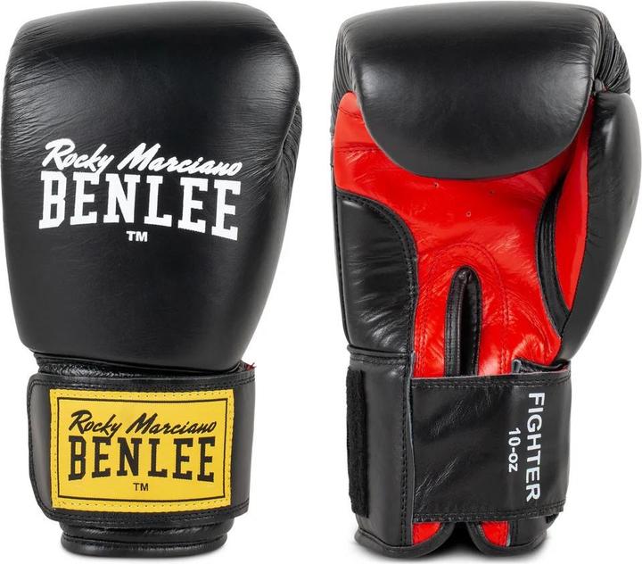 Image du produit Benlee Gants de boxe Fighter cuir noir (18 OZ, Taille unique)