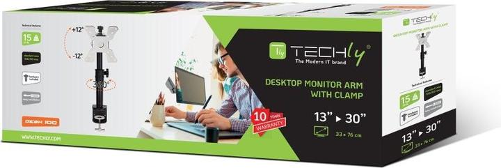 Image du produit Techly Support de bureau pour LCD TV LED 13 30 bras court inclinable pince (Tables, 30", 15 kg)