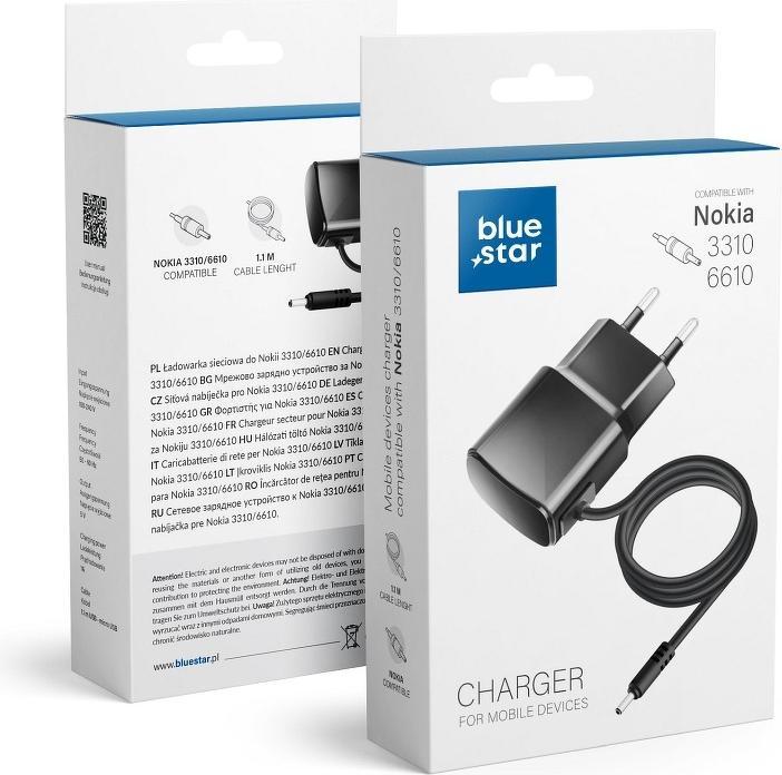 Actual product image Cable Blue Star BLUE STAR travel charger 1A 3W for NOKIA 3310 / 6610 TFK-TC-1100B black (3 W)