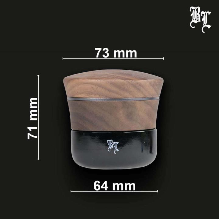 Actual product image Black Leaf Alu Grinder 4 Parts Wood and Violet Glass