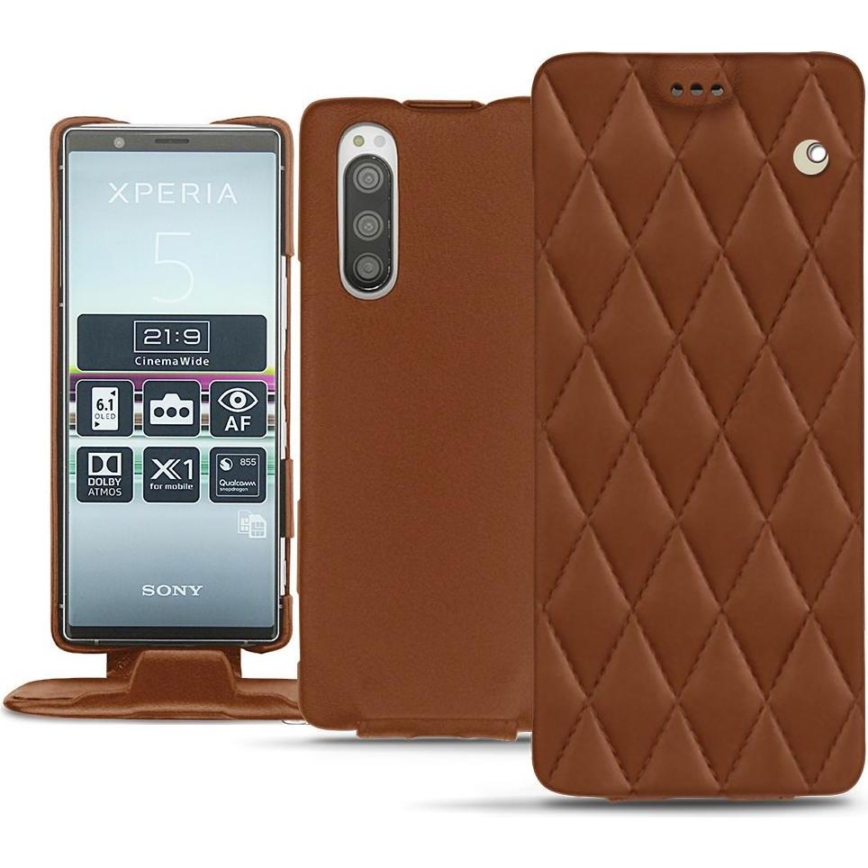 Thumbnail - Noreve Lederschutzhülle vertikal (Sony Xperia 5), Smartphone Hülle, Braun